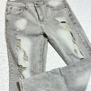 Distressed Gray Women Jeans